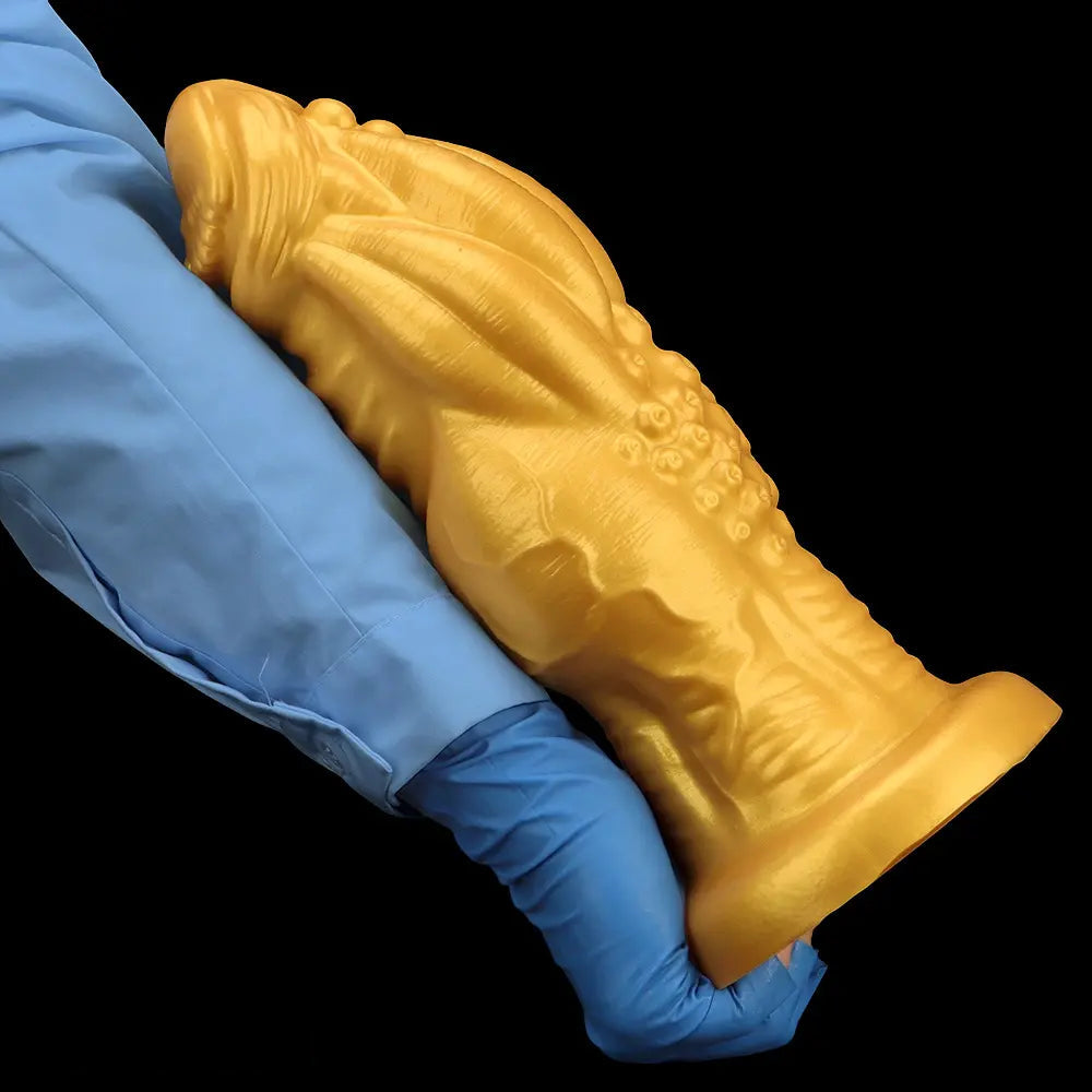 8.66in 9.06in 9.84in 11.42in 12.4in Golden Silicone Fantasy Soft Dildo