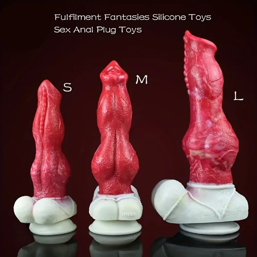 8.66in 9.45in 11.6in Large Dog Knot Silicone Soft Dildo For G-Spot Anus