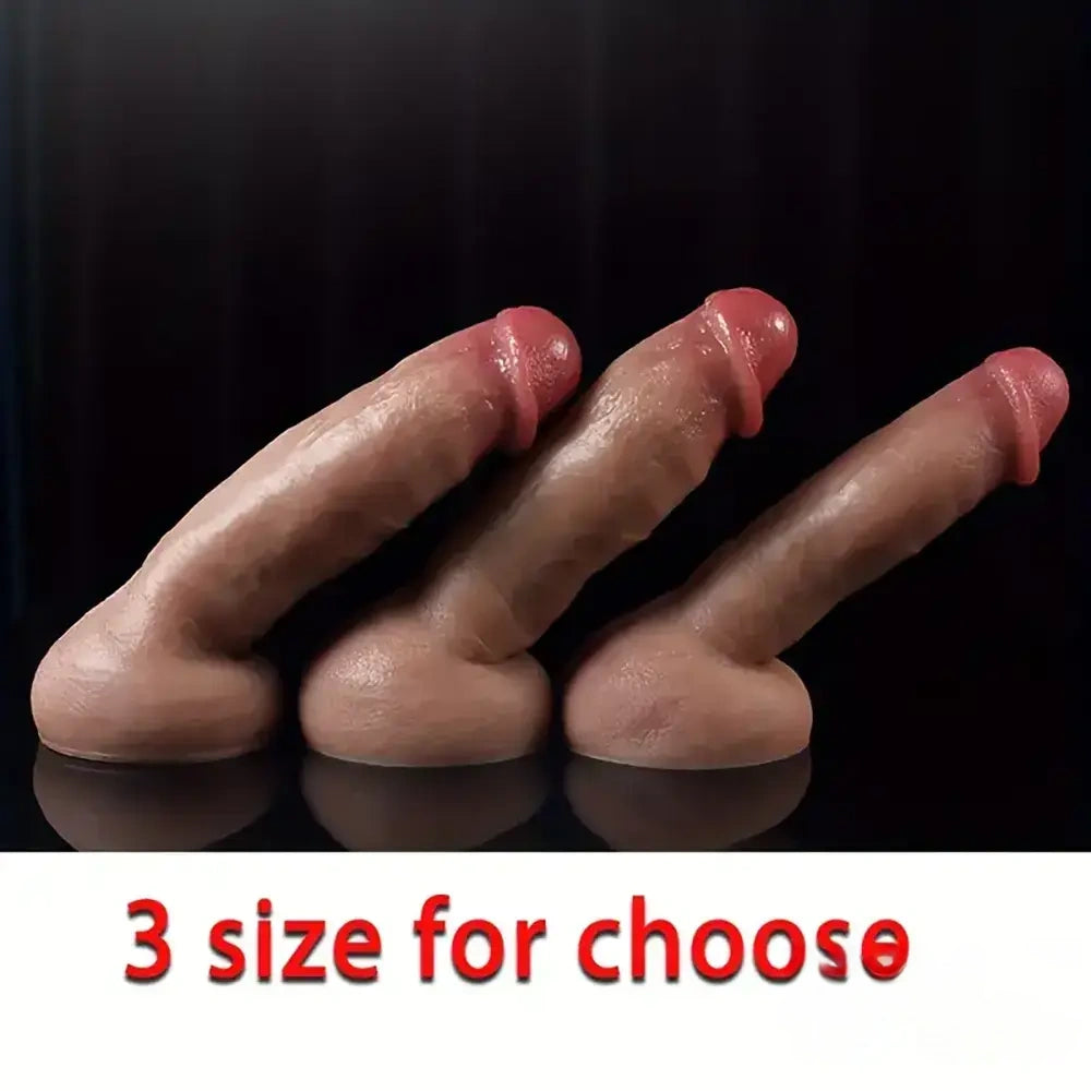 8.66in 9in 9.25in SML Real Skin Silicone Soft Penis Dildo For Women Men