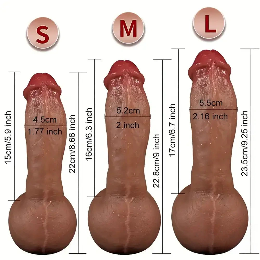 8.66in 9in 9.25in SML Real Skin Silicone Soft Penis Dildo For Women Men