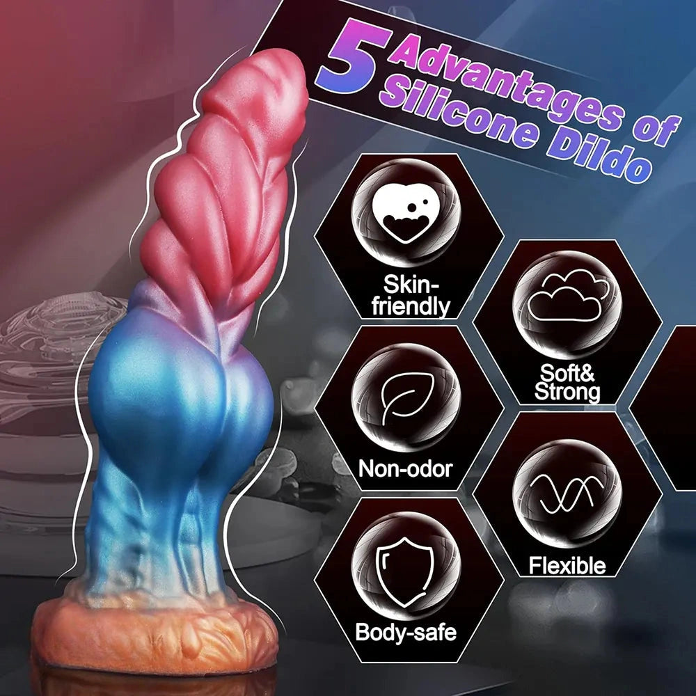 8.66in Big Knot Silicone Fantasy Dildo For Lifelike G-Spot Stimulation