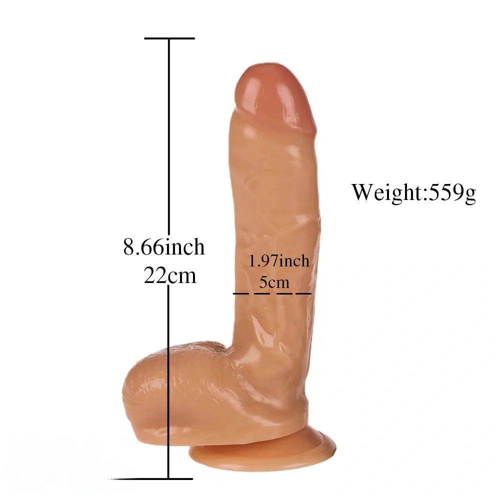8.66in Big Real PVC Skin Suction Cup Dildo For Sex Toy Advancers