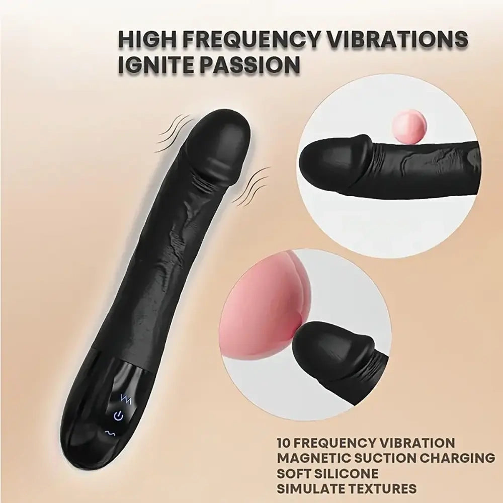 8.66in Black Big Vibrating Dildo Automatic Electric Adult Sex Toy