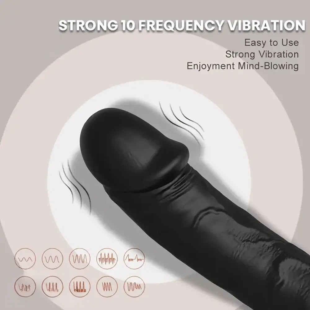 8.66in Black Big Vibrating Dildo Automatic Electric Adult Sex Toy