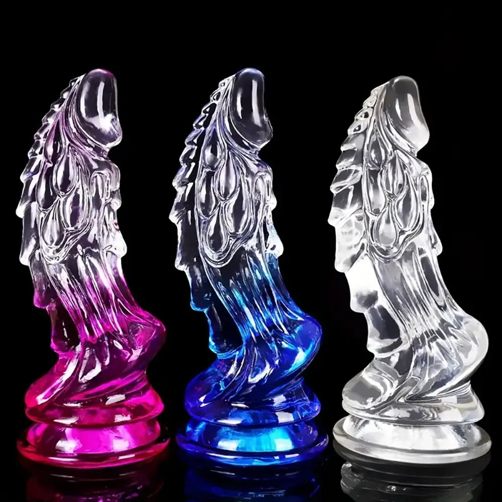 8.66in Clear Huge Spiked Monster Fantasy Dildo For Women Love Sex Toy