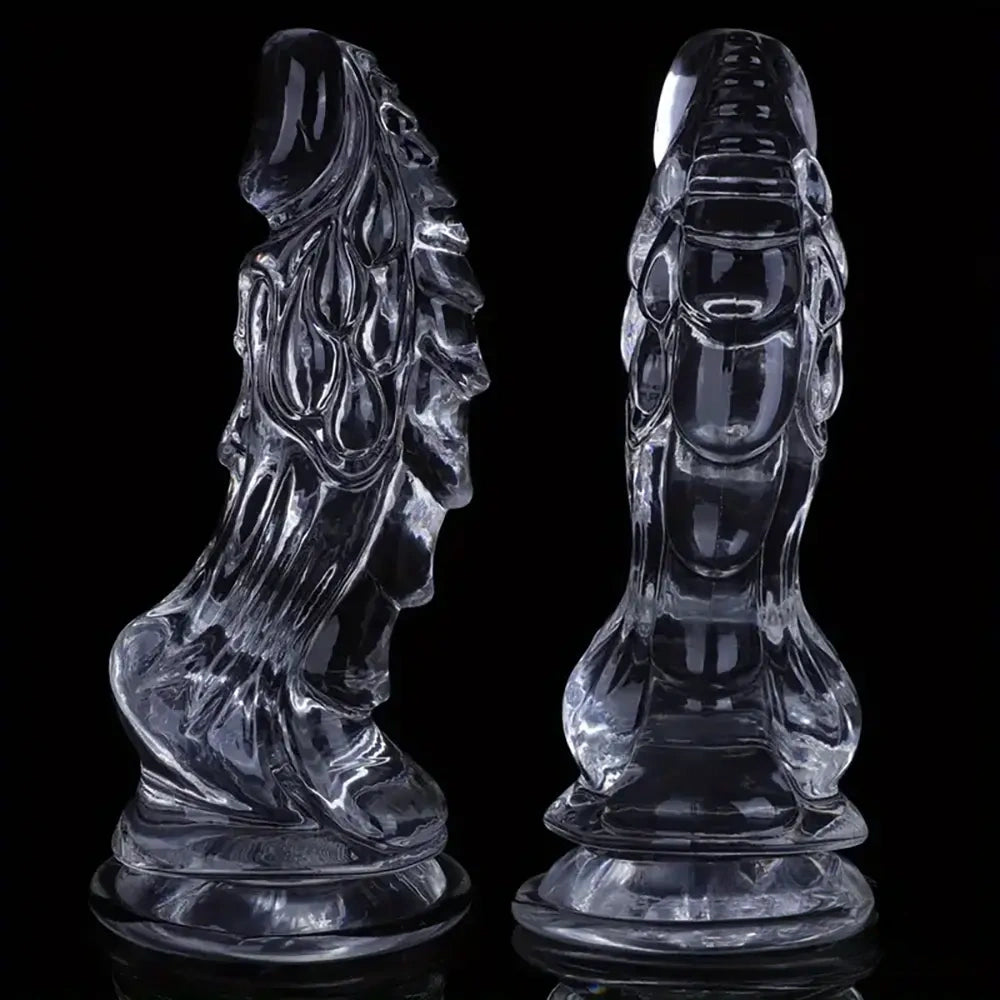 8.66in Clear Huge Spiked Monster Fantasy Dildo For Women Love Sex Toy