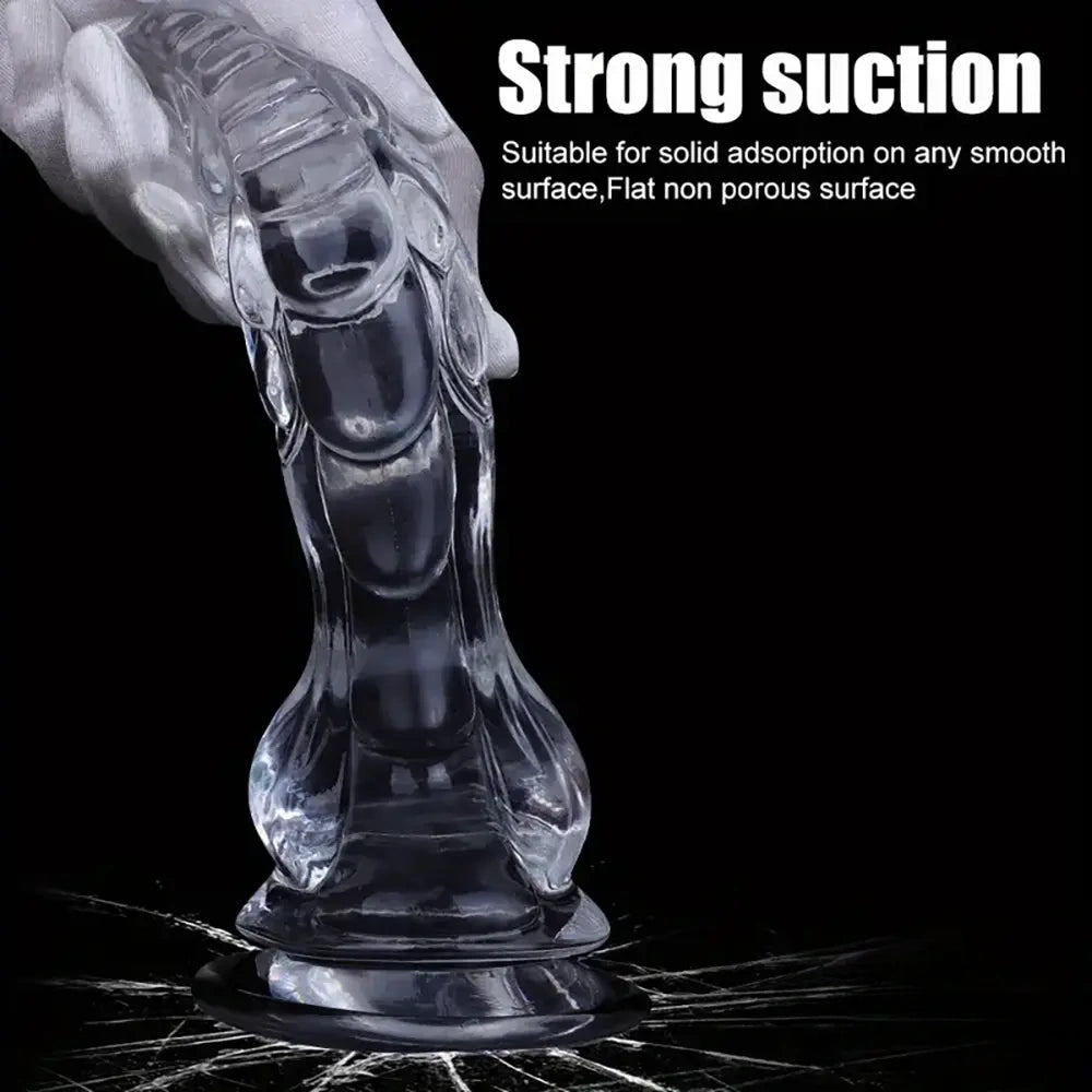 8.66in Clear Huge Spiked Monster Fantasy Dildo For Women Love Sex Toy