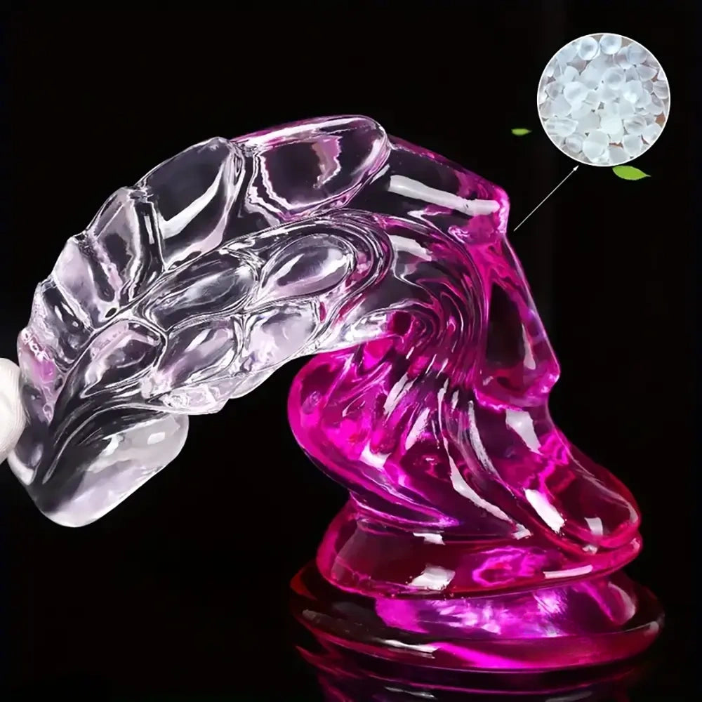 8.66in Clear Huge Spiked Monster Fantasy Dildo For Women Love Sex Toy