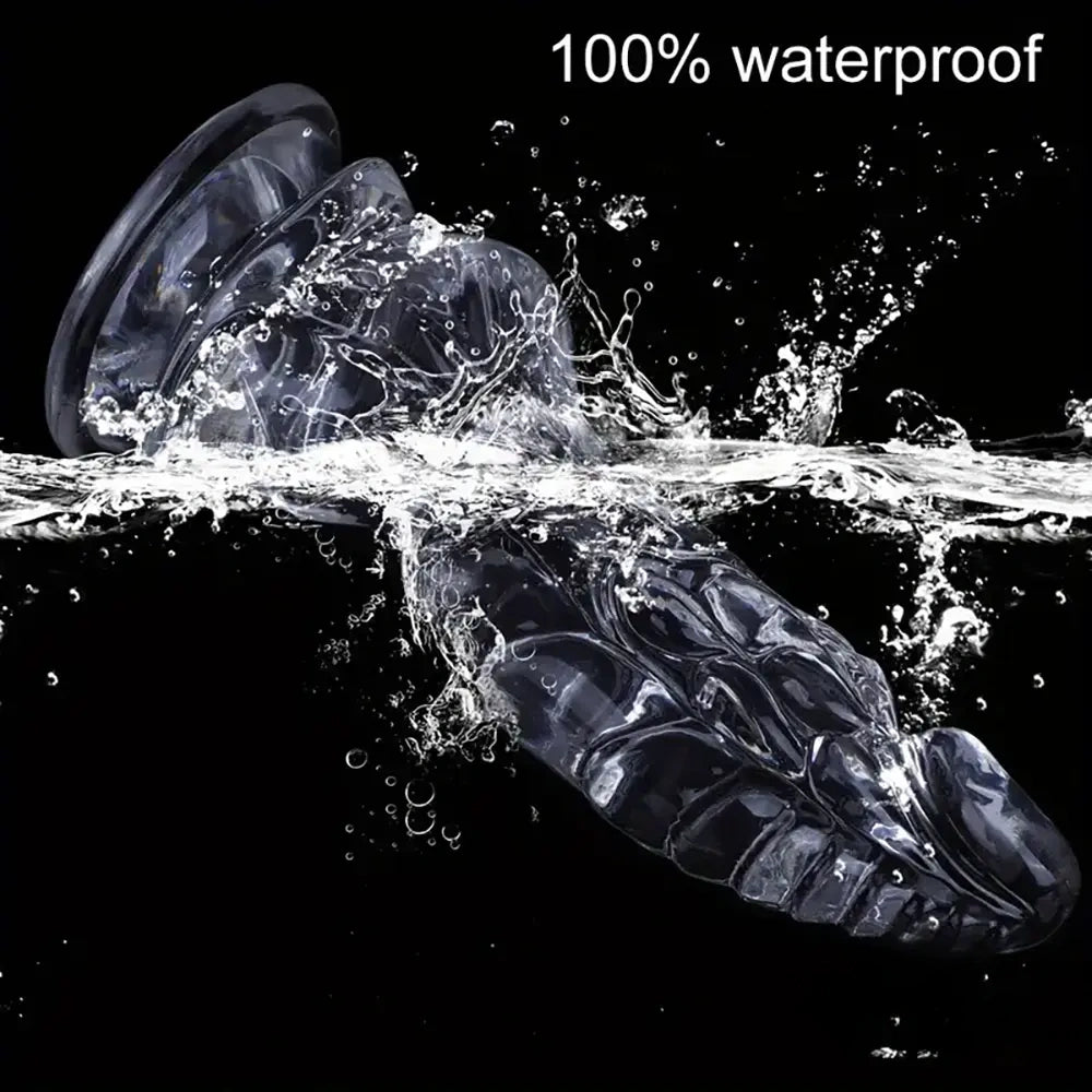 8.66in Clear Huge Spiked Monster Fantasy Dildo For Women Love Sex Toy