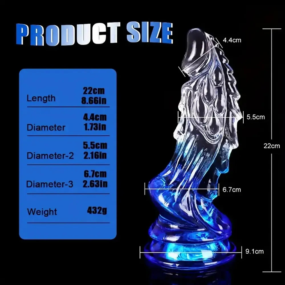 8.66in Clear Huge Spiked Monster Fantasy Dildo For Women Love Sex Toy