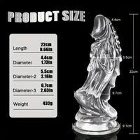 8.66in Clear Huge Spiked Monster Fantasy Dildo For Women Love Sex Toy