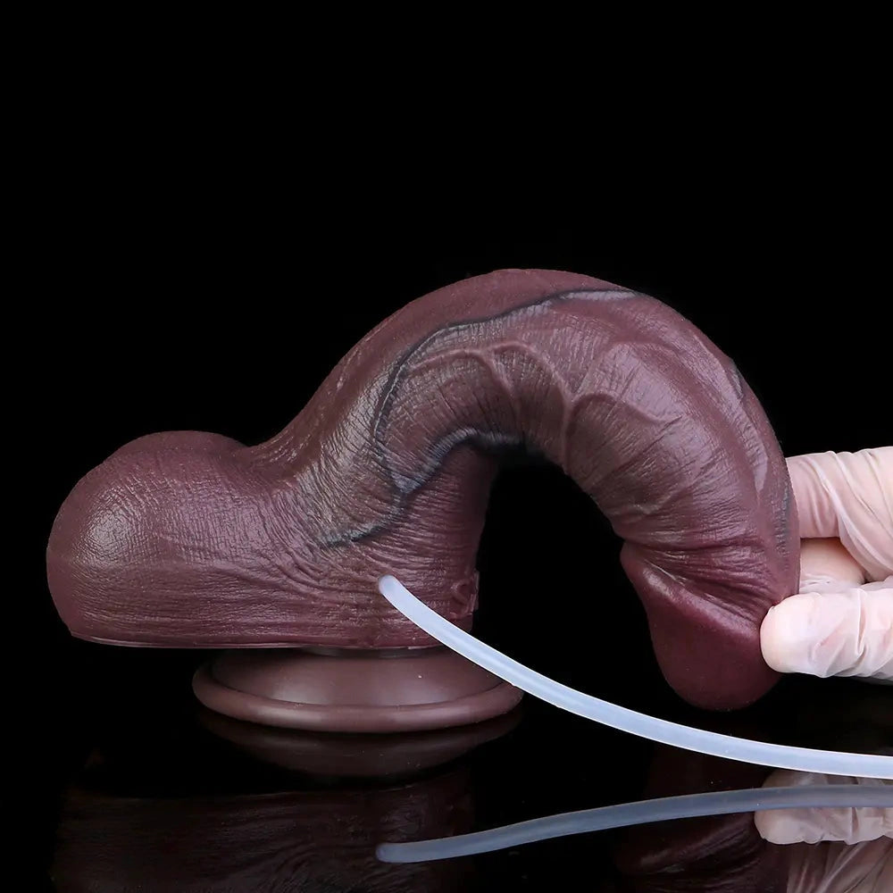 8.66in Cock Masturbator Erotic Dual Density Silicone Ejaculating Dildo