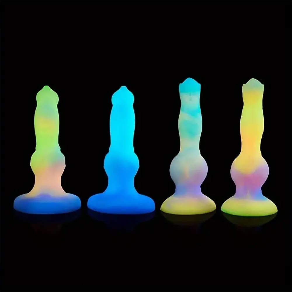 8.66in Colorful Night Light Silicone Luminous Big Dildo For Anal Play
