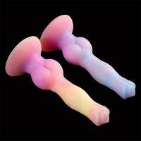 8.66in Colorful Night Light Silicone Luminous Big Dildo For Anal Play