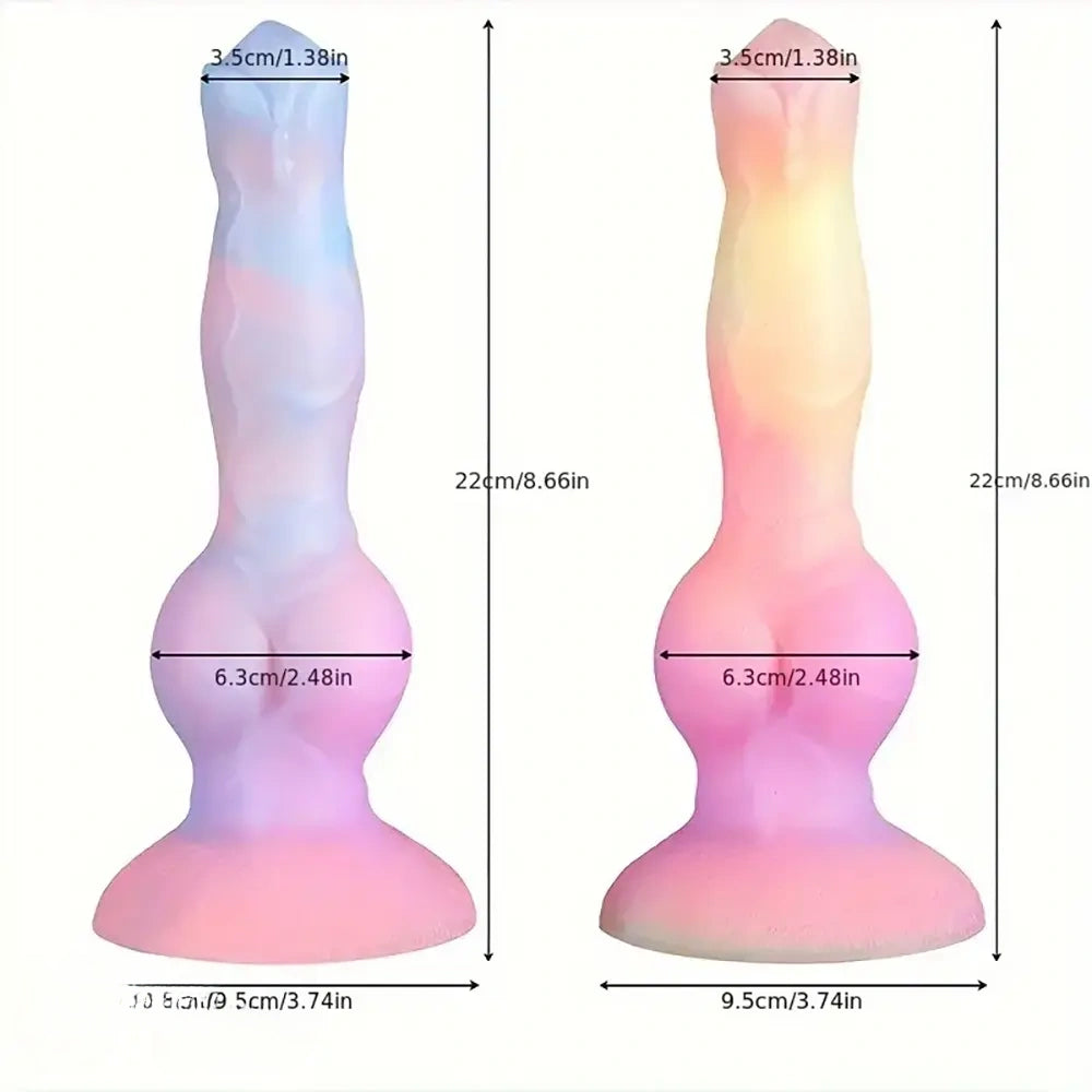 8.66in Colorful Night Light Silicone Luminous Big Dildo For Anal Play