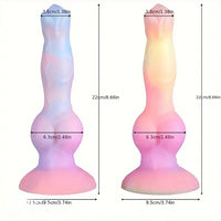 8.66in Colorful Night Light Silicone Luminous Big Dildo For Anal Play