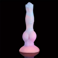 8.66in Colorful Night Light Silicone Luminous Big Dildo For Anal Play