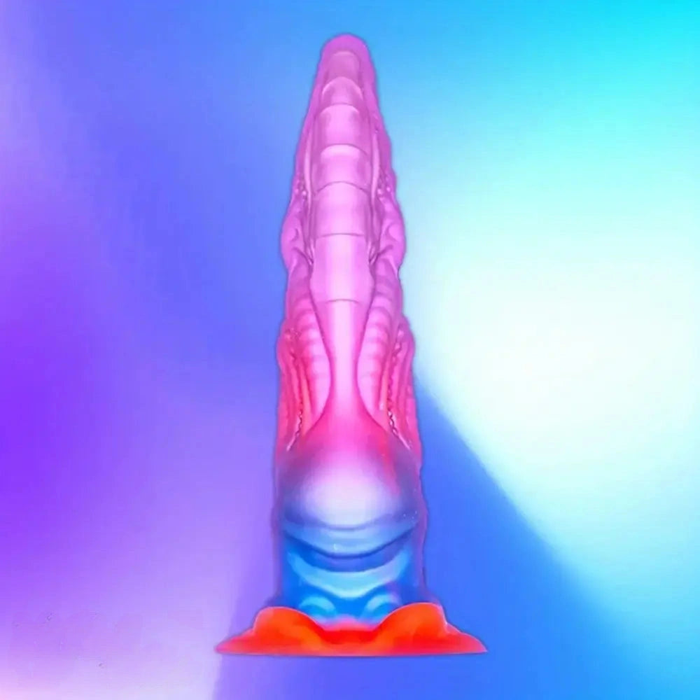 8.66in Colorful Silicone Fantasy Soft Female Dildo With Powerful Suction Cup