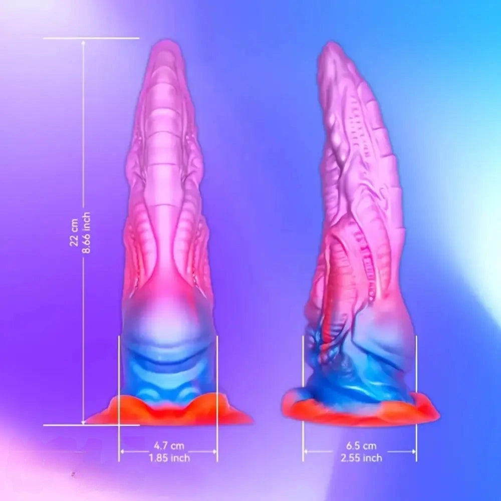 8.66in Colorful Silicone Fantasy Soft Female Dildo With Powerful Suction Cup