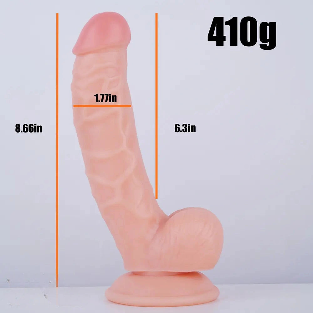 8.66in Curved Lifelike Feeling Dildo For Beginner Men Women Couples 18+