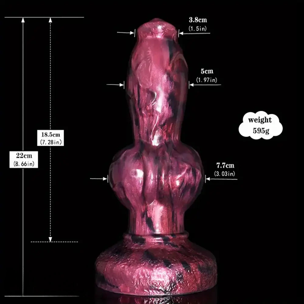 8.66in Dog Penis Knot Silicone Soft Big Animal Dildo With Suction Cup