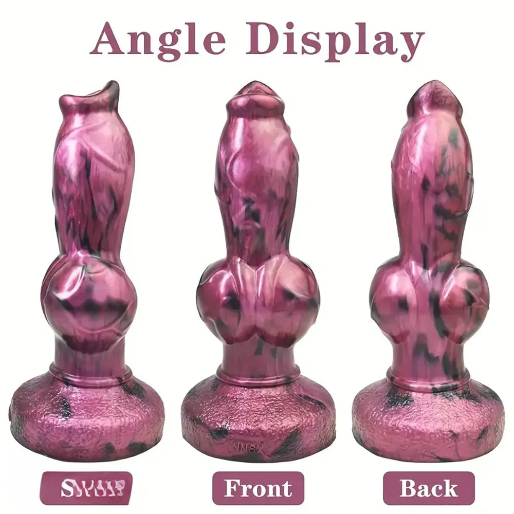 8.66in Dog Penis Knot Silicone Soft Big Animal Dildo With Suction Cup