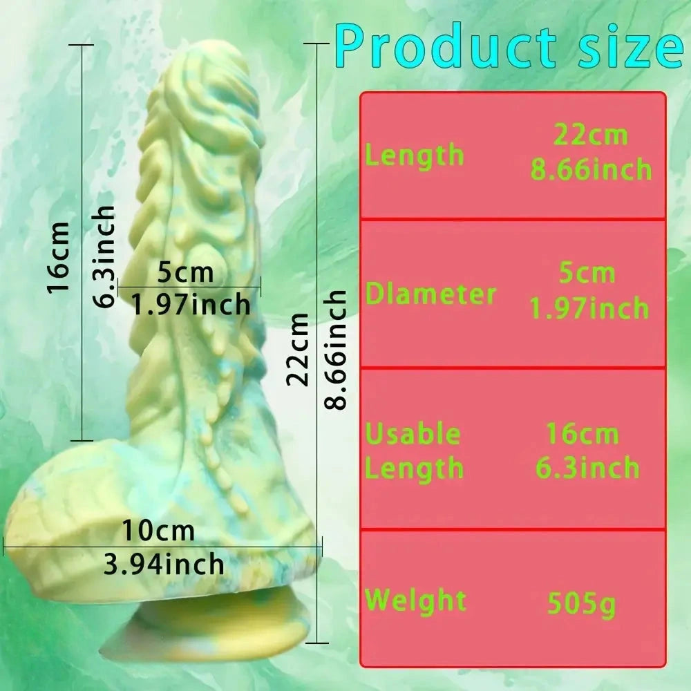 8.66in Dragon Giant Fantasy Odd Reality Thick G-spot Soft Silicone Anal Dildo