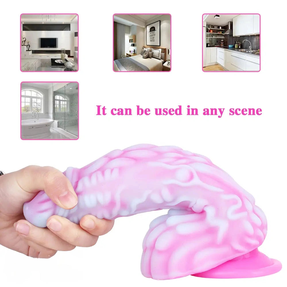 8.66in Dragon Monster Liquid Silicone Soft Big Dildo For Adult Pleasure