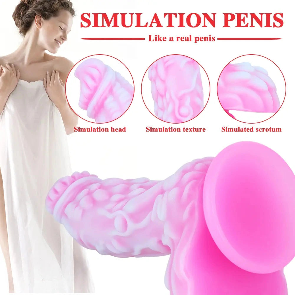 8.66in Dragon Monster Liquid Silicone Soft Big Dildo For Adult Pleasure