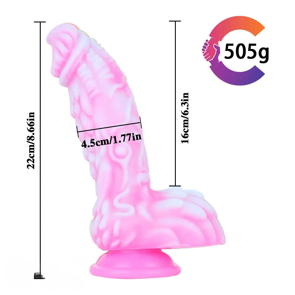 8.66in Dragon Monster Liquid Silicone Soft Big Dildo For Adult Pleasure