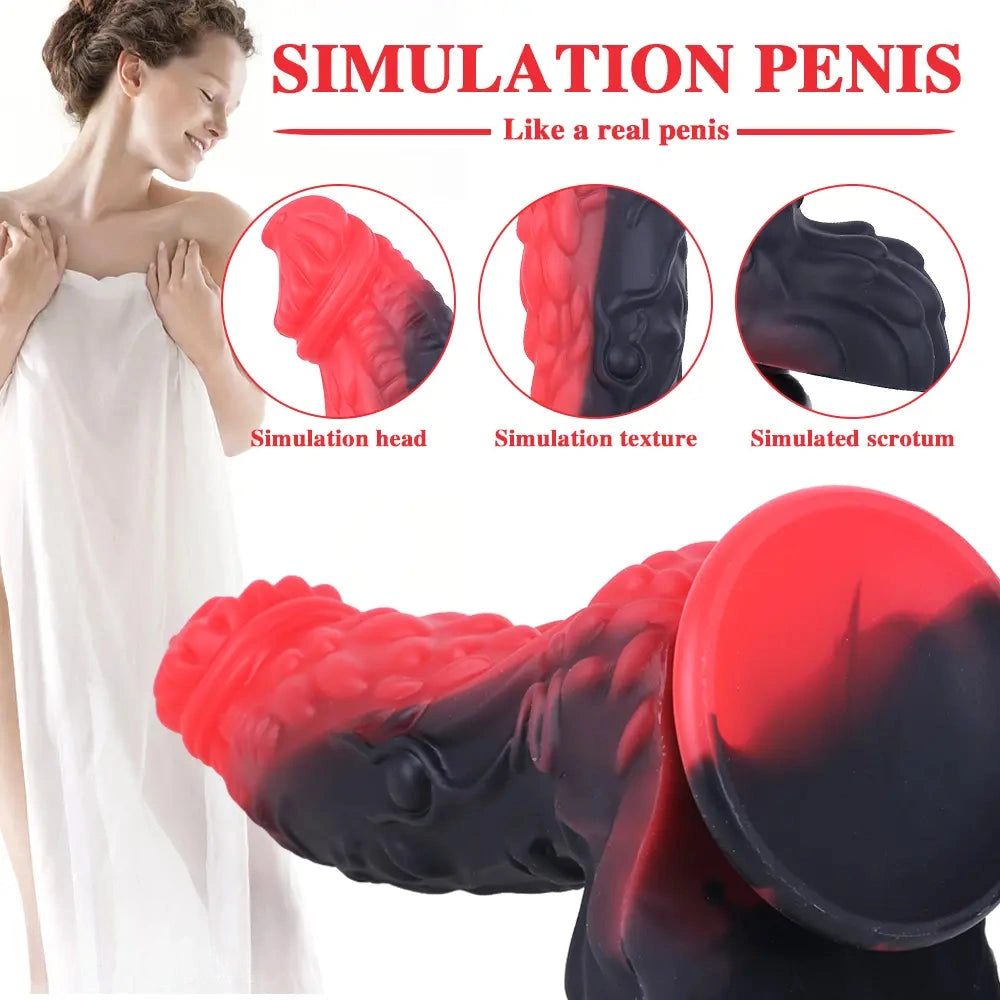 8.66in Dragon Monster Liquid Silicone Soft Big Dildo For Adult Pleasure
