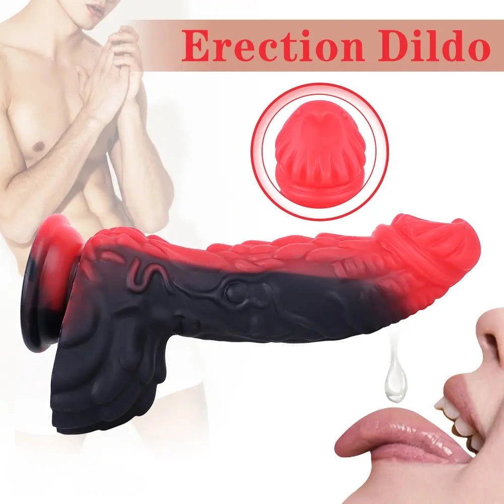 8.66in Dragon Monster Liquid Silicone Soft Big Dildo For Adult Pleasure
