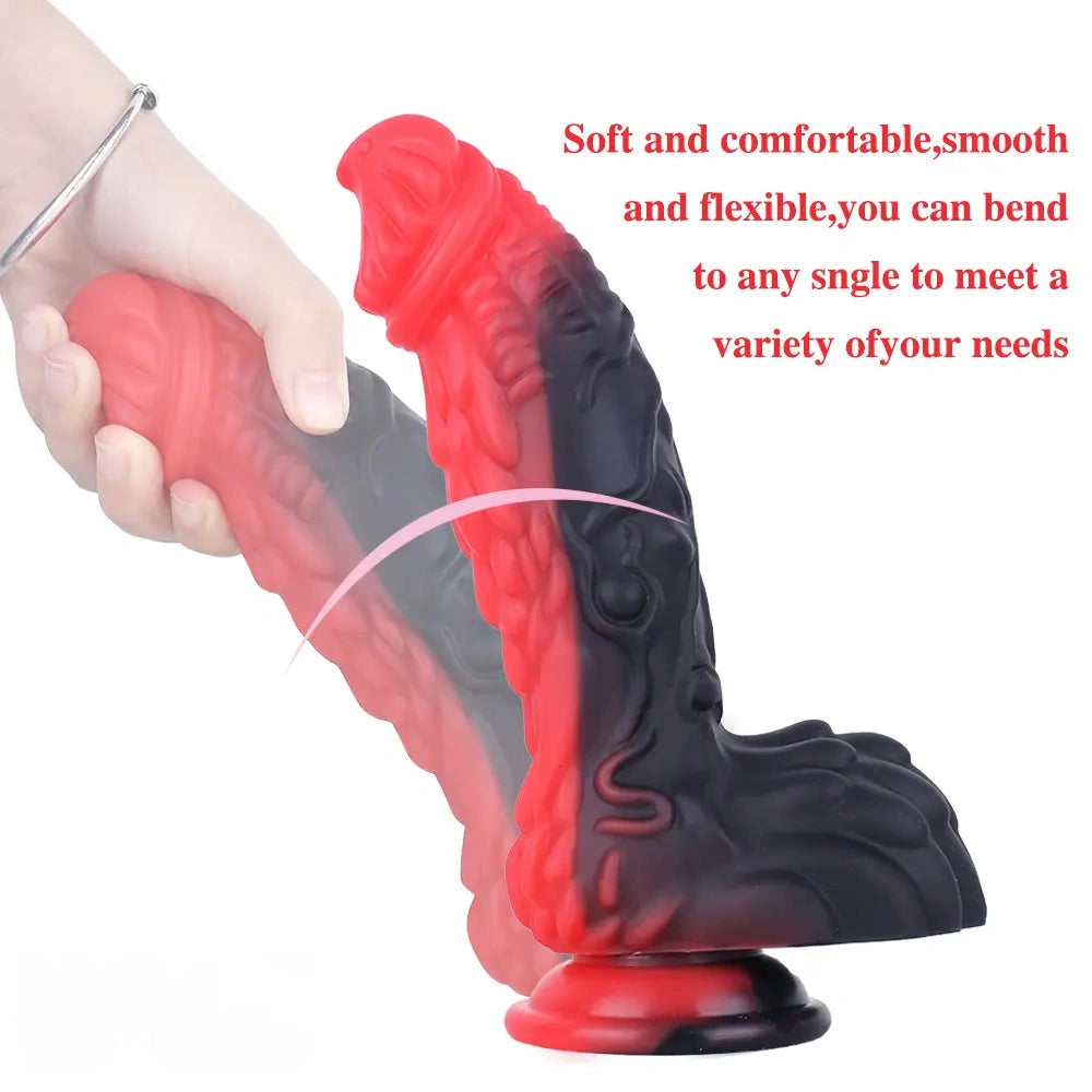 8.66in Dragon Monster Liquid Silicone Soft Big Dildo For Adult Pleasure