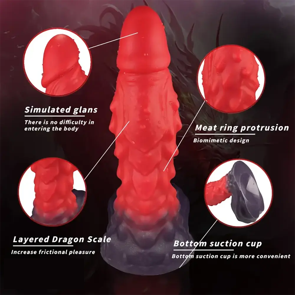 8.66in Dragon Spiked Scale Soft Silicone Big Dildo Female Sex Toy