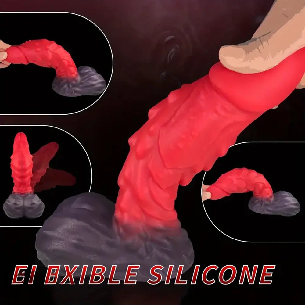 8.66in Dragon Spiked Scale Soft Silicone Big Dildo Female Sex Toy