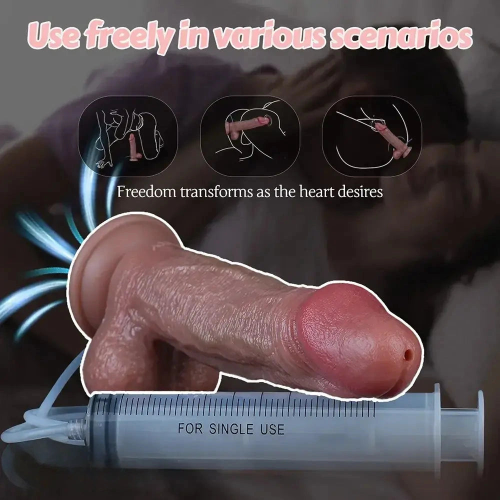 8.66in Dual Layer Silicone Strap on Ejaculating Dildo For Intimate Moment