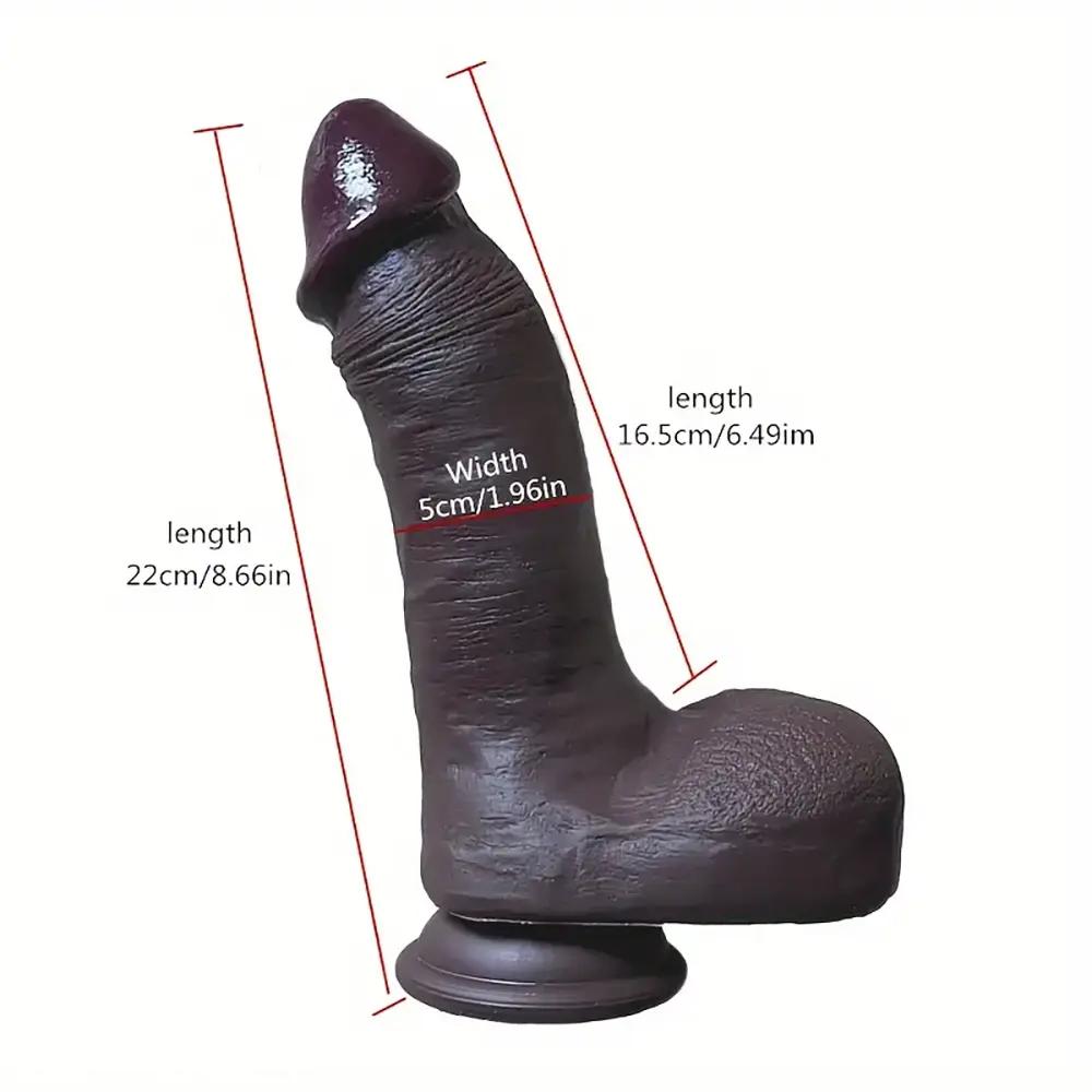 8.66in Ebony Real Large Silicone Soft Dildo For Hands-Free Play Anal