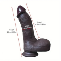 8.66in Ebony Real Large Silicone Soft Dildo For Hands-Free Play Anal