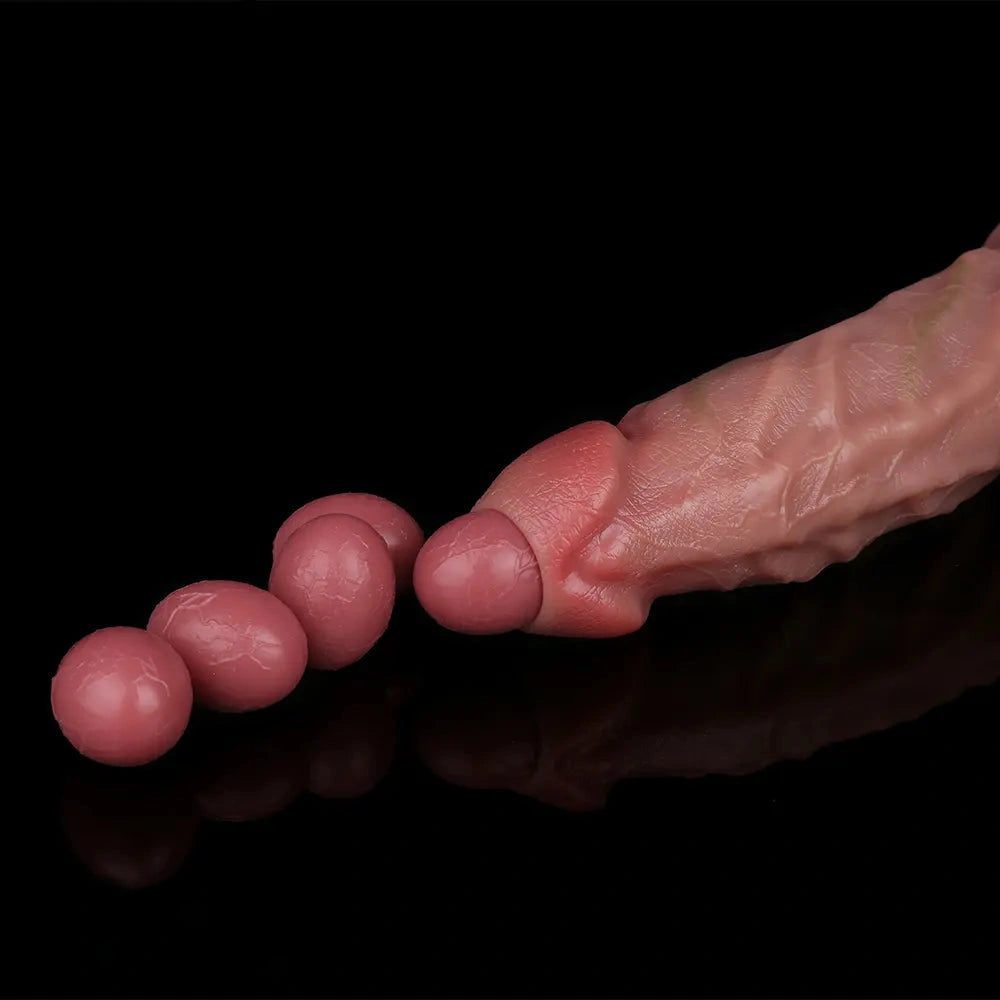 8.66in Egg Laying Real Fantasy Soft Silicone Dildo For Women Men Sex