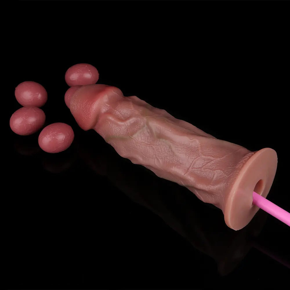 8.66in Egg Laying Real Fantasy Soft Silicone Dildo For Women Men Sex