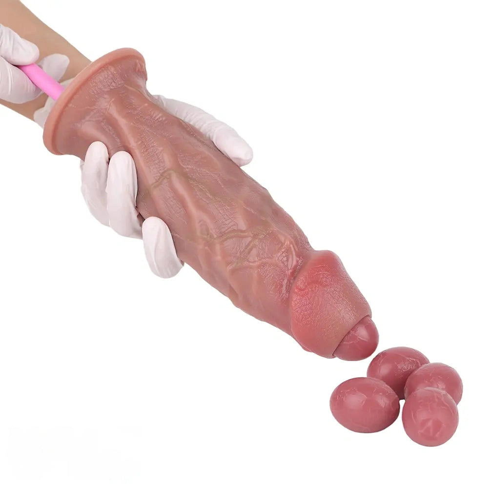 8.66in Egg Laying Real Fantasy Soft Silicone Dildo For Women Men Sex