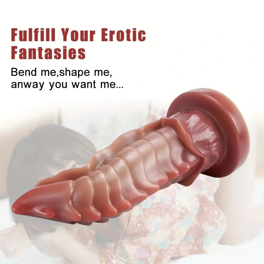 8.66in Ergonomic Beetle Gradient Scales Silicone Dildo Female Masturbator