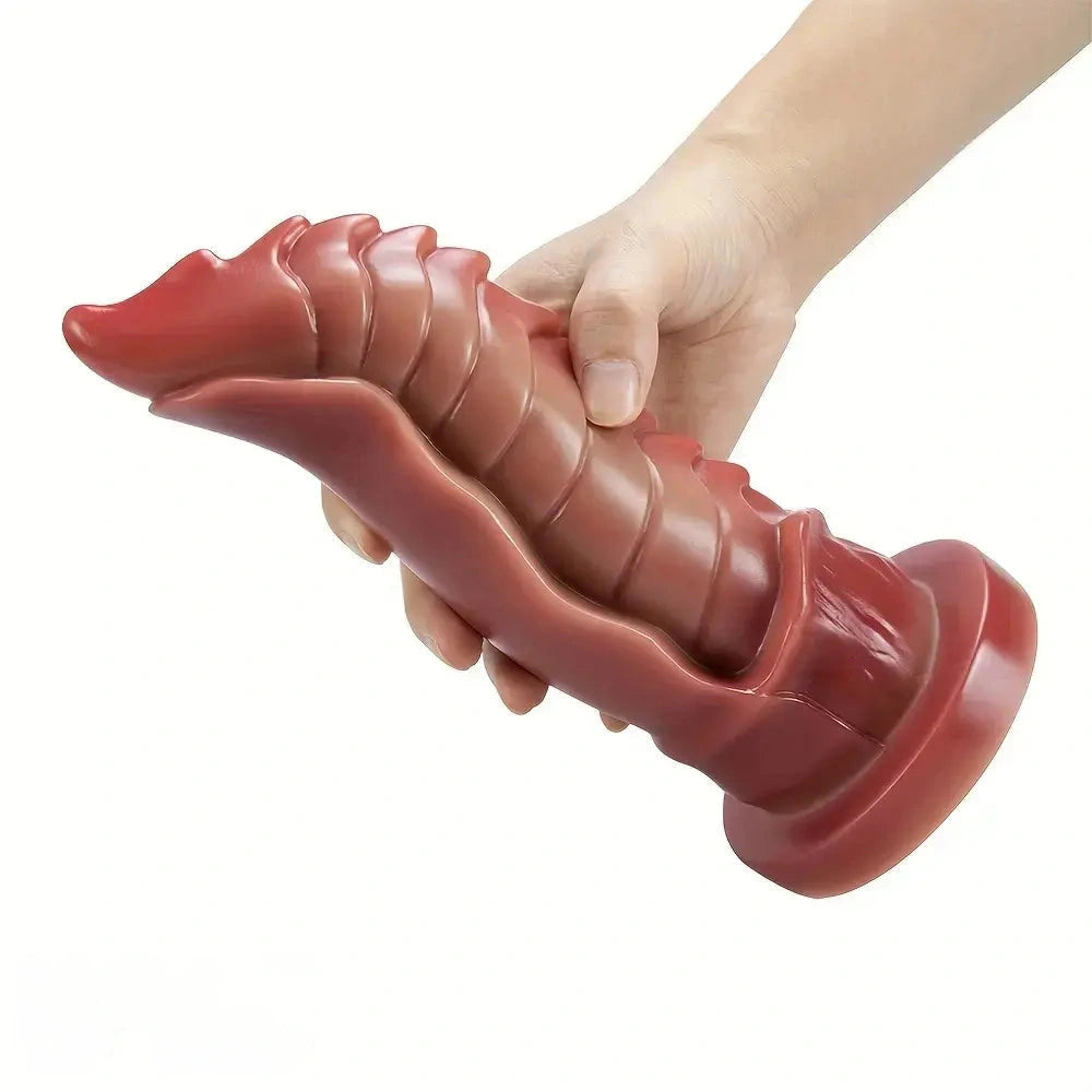 8.66in Ergonomic Beetle Gradient Scales Silicone Dildo Female Masturbator
