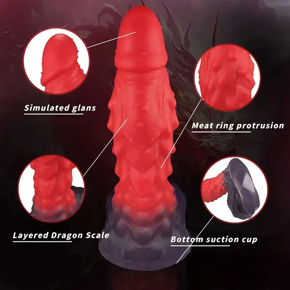 8.66in Fiery Dragon Silicone Dildo Lifelike Sex Toy For Men and Women