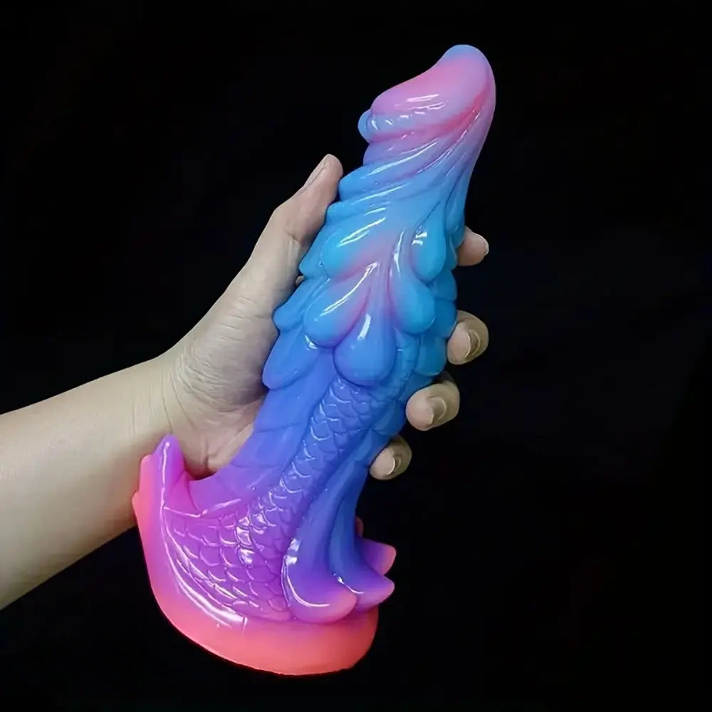8.66in Glow-in-the-Dark Monster Dragon Big Silicone Dildo Anal Probe Toy
