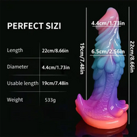 8.66in Glow-in-the-Dark Monster Dragon Big Silicone Dildo Anal Probe Toy