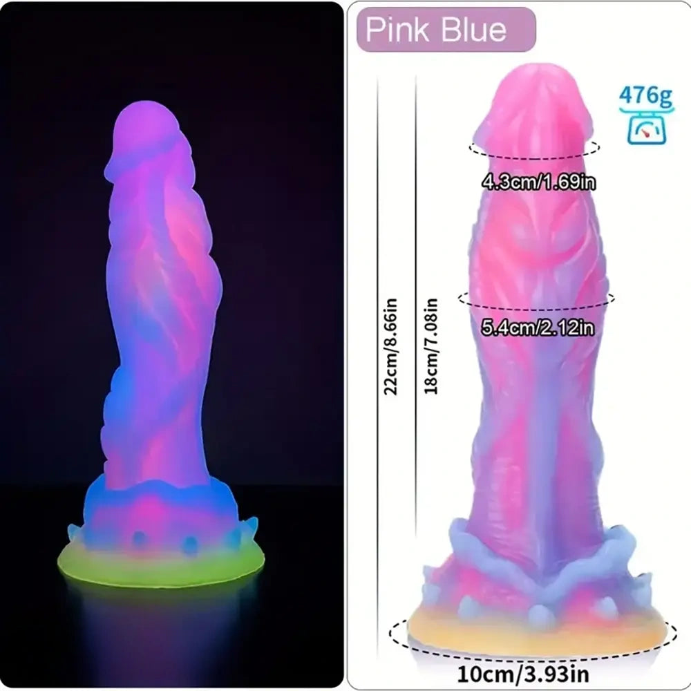 8.66in Glowing Dragon Silicone Monster Dildo For Women Thick Anal Toy