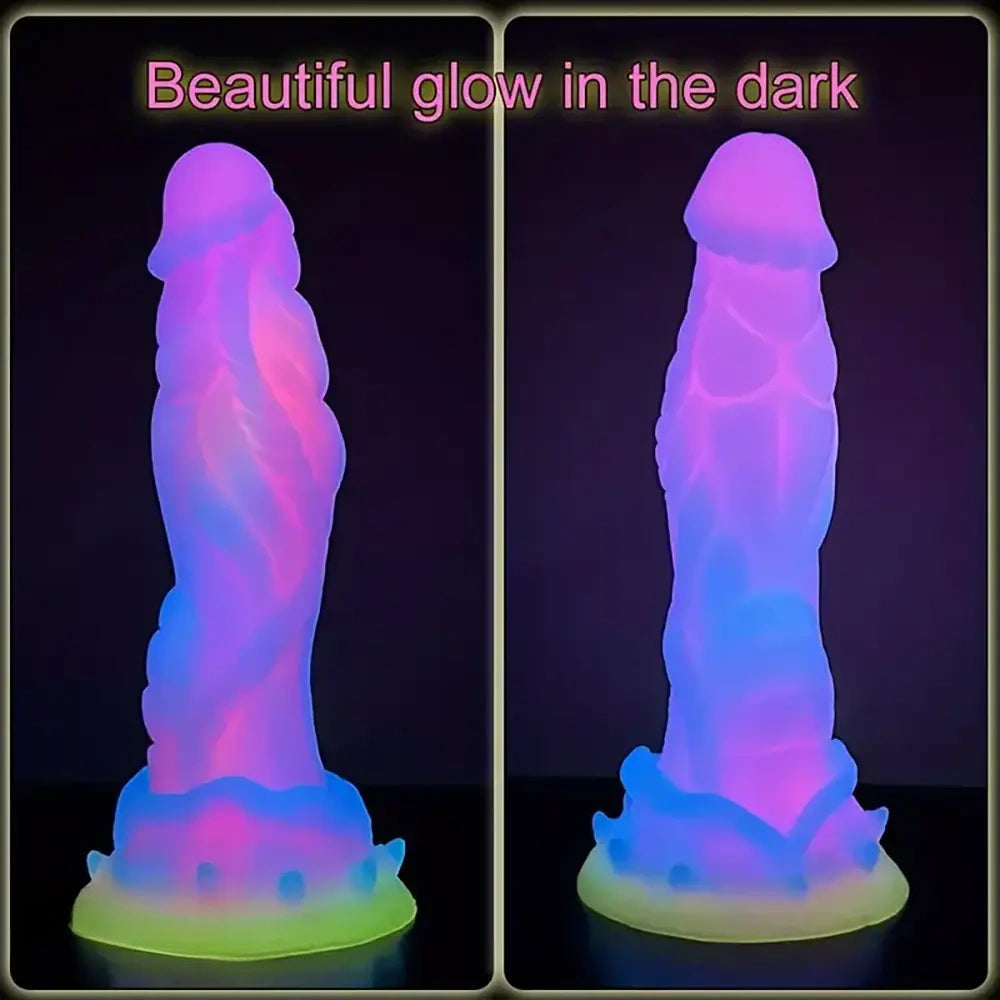 8.66in Glowing Dragon Silicone Monster Dildo For Women Thick Anal Toy