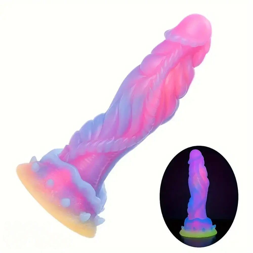 8.66in Glowing Dragon Silicone Monster Dildo For Women Thick Anal Toy