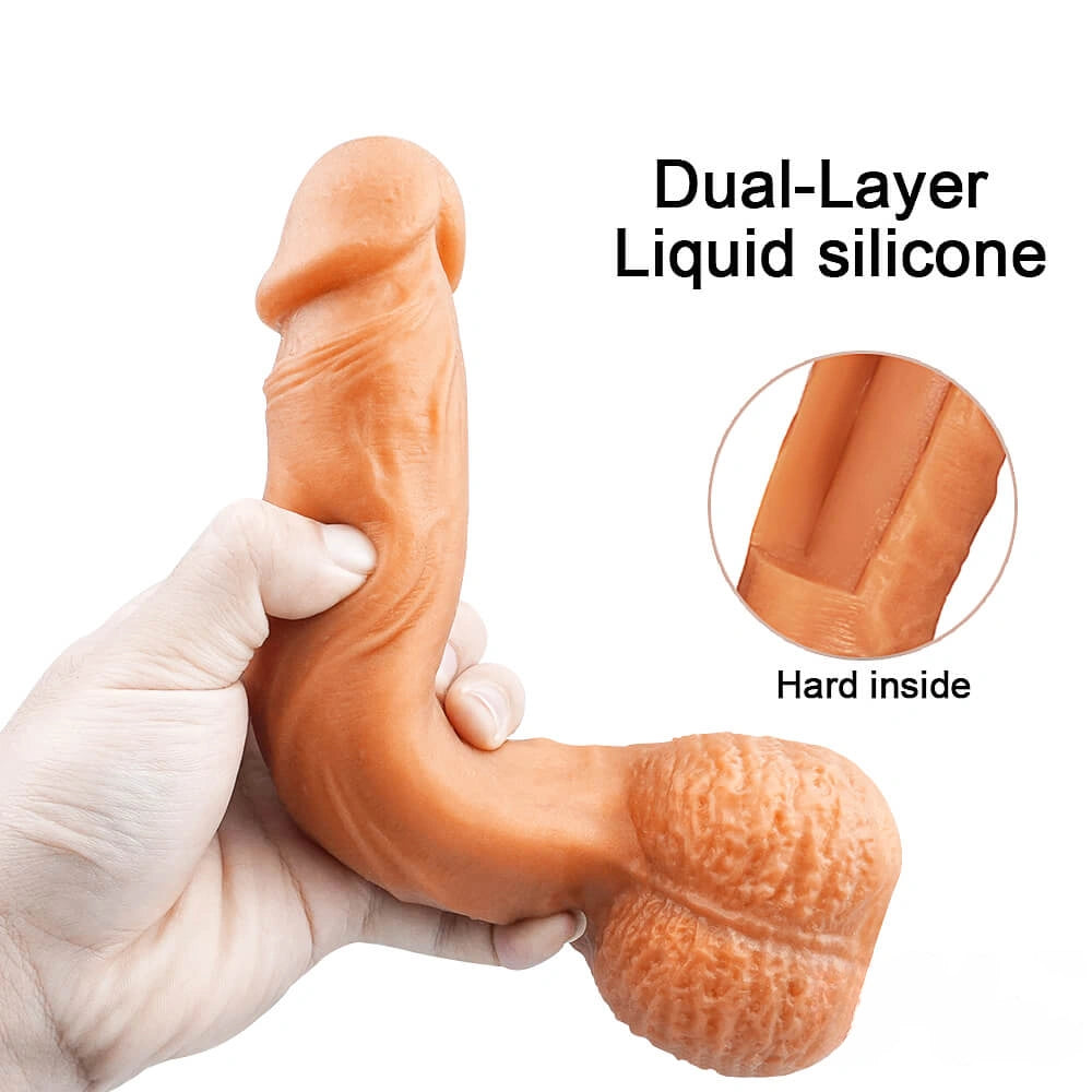 8.66in Gold Dual Layer Silicone Dildo For Men Women Sex